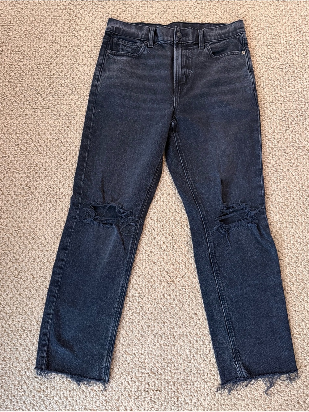American Eagle Outfitters Black Distressed high waist straight jeans